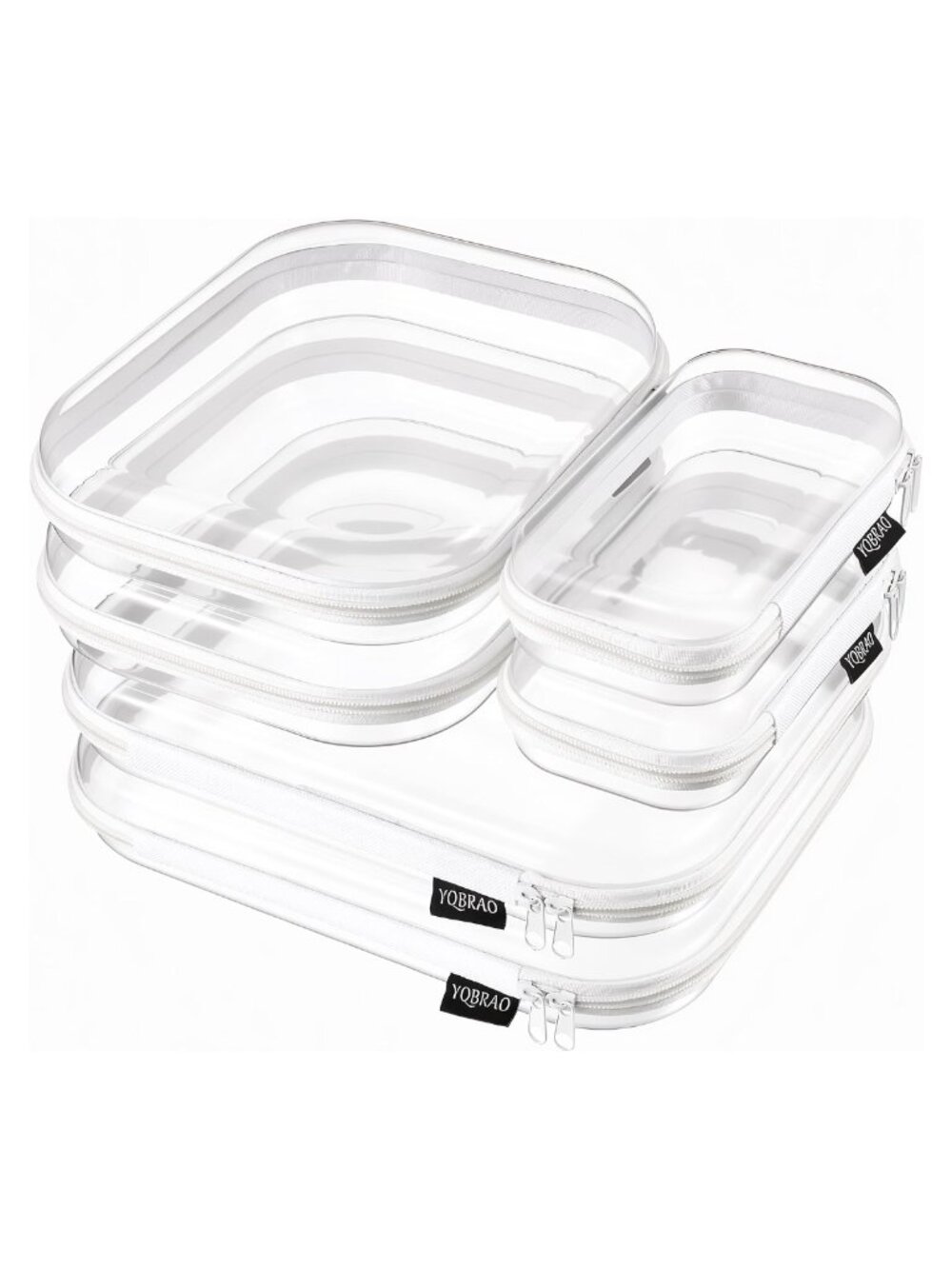 Clear Hard Shell Zipper Cases 6-Pc Set Cosmetic Bags Diaper Bag Organizer